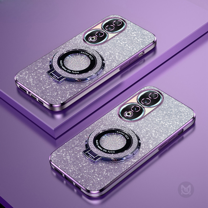 Ốp Cho Honor 200 100 90 80 70 Pro 90Lite 200Lite Sang Trọng Gradient Lấp Lánh Mạ Đứng Giá Đỡ Từ Silicon Ốp điện thoại