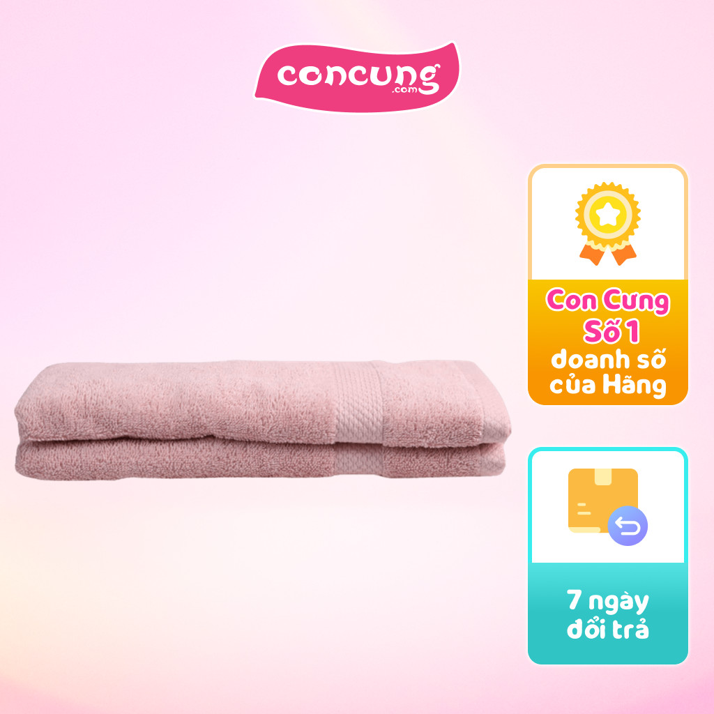 Khăn tắm cotton ConCung Good (Hồng)