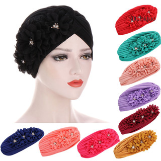 Stitchique _ Ba Hoa Decal Thiết Kế Mũ Turban Co Giãn Hijab Mũ Rụng Tóc Mũ Mũ nón