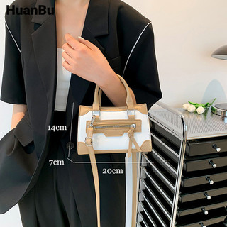 Huan Bu Túi vuông nhỏ mới dành cho nữ phiên bản Hàn Quốc của thời trang đeo chéo mặt cười một vai Túi xách chắp vá Hàn Quốc
