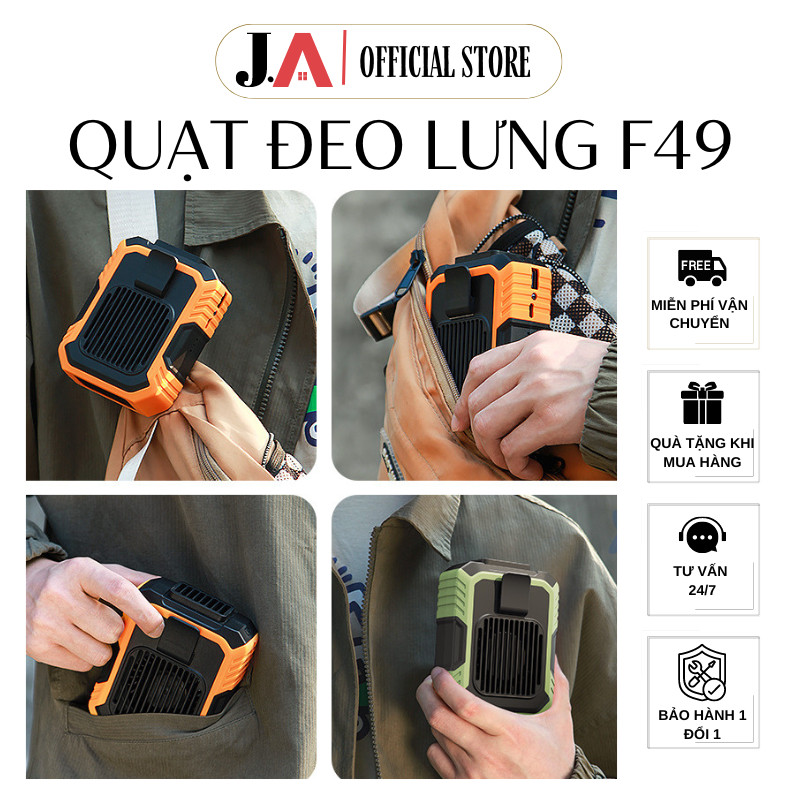 Quạt Mini Đeo Thắt Lưng F49, Quạt Làm Mát Lưng Cho Mùa Hè, Pin Chạy Liên Tục 4-6h. Tích Hợp Sạc Dự P