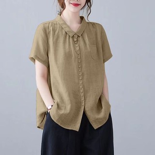 Mẹ Trung Niên Mặc Mùa Hè Nữ Cao Cấp Áo Sơ Mi Phong Cách Phương Tây Béo Mẹ Áo Thun Lớn