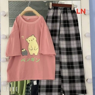 Sét bộ áo nam nữ quần kẻ Unisex Full Form to, rộng rãi, thoải mái, NHIỀU MẪU HOT, đồ bộ hoạt hình Freesize DVGIT