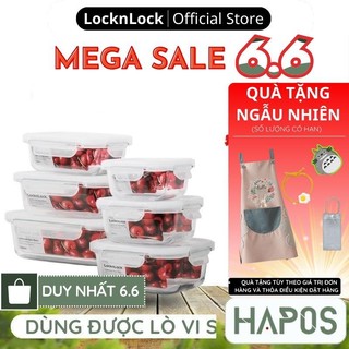 Hộp thủy tinh LocknLock chịu nhiệt cao BLANC bảo quản thực phẩm giữ tươi lâu, nắp khóa kín chống tràn - Chính Hãng HAPOS