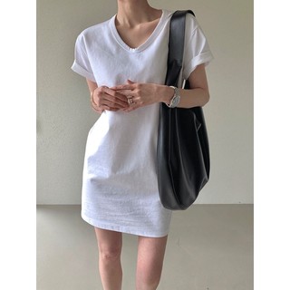 Đầm đơn giản cổ tròn tay ngắn thời trang Ozunzun 7476