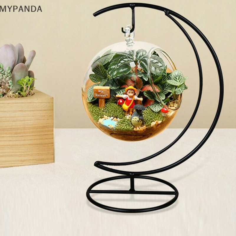 Mypanda Creative Heart / Moon Iron Holder Plant Glass Vase Stand MALL