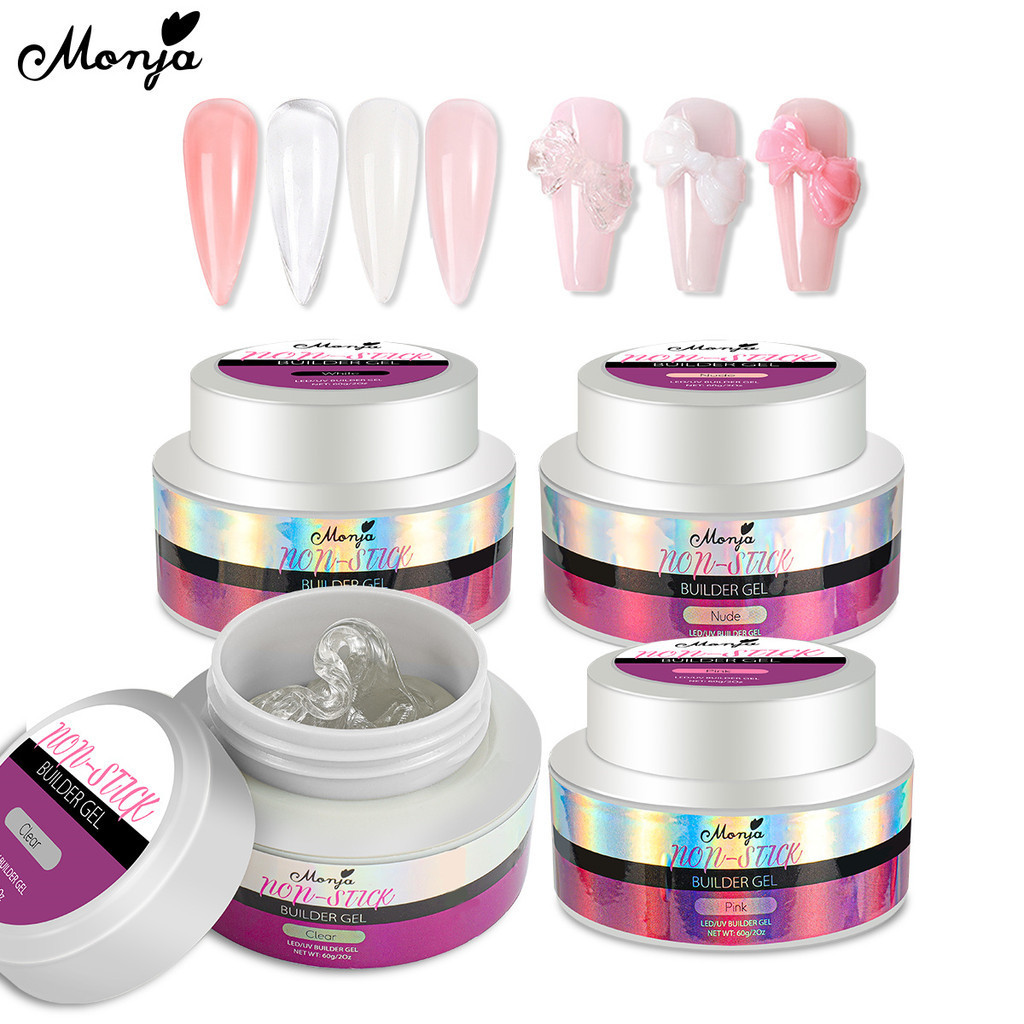 Monja 60g Gel mở rộng rắn chống dính Đầu móng tay Gel xây dựng Dễ dàng mở rộng Khắc mô hình Gel UV LED DIY Dụng cụ làm móng tay