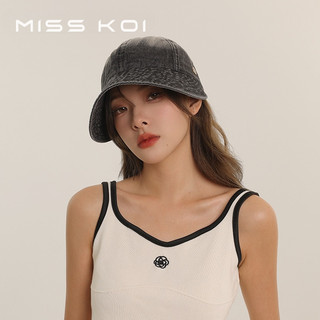 Misskoi  Nhãn Kim Loại Xuân Hè Denim Màu Gradient Kem Chống Nắng Viền Rộng Che Nắng Nhỏ Mũ Phong Cách Mỏng