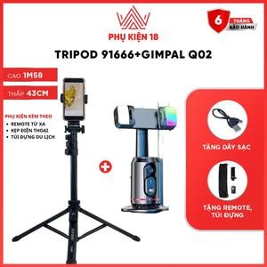 Gimbal Điện Thoại 360-Q02 Kèm chân tripod 91666 Theo Dõi Khuôn Mặt hỗ trợ  Quay Video, Livestream, T