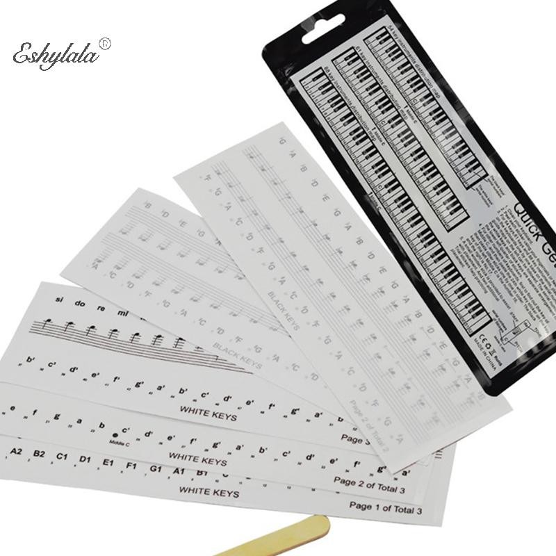 Eshylala 54 / 61 / 88 Phím Đàn Piano Dán Trong Suốt Bàn Phím Đàn Piano PVC Miếng Dán Đàn Piano Stave