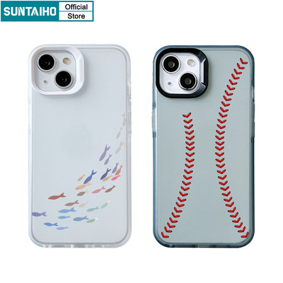 Suntaiho Vỏ Độc Đáo Họa Tiết Hoa Cá Trong Suốt Mờ Dành Cho Iphone 11 12 13 14 15 16 Pro Max IP 7 8 Plus Iphon X Xs XR Xs Max TPU Silicon Mềm Cao Cấp Chống Sốc Ốp điện thoại