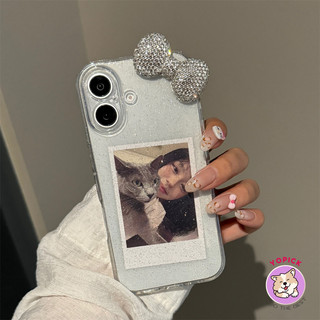  Handmade Kim Cương Nơ Cho iPhone 16 15ProMax Ốp Điện Thoại iPhone13 Bao Gồm Tất Cả 15 Mới 12Pro Mềm 14Promax Trường Hợp Trong Suốt Bột Lấp Lánh SF 