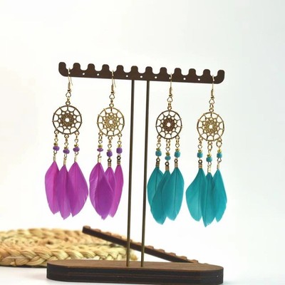 Pinkdudu Bán Mới Bohemian Phong Cách Dân Tộc Lông Bông Tai Gạo Dài Hạt Hạt Dây Ngày Lễ Bông Tai PD2037