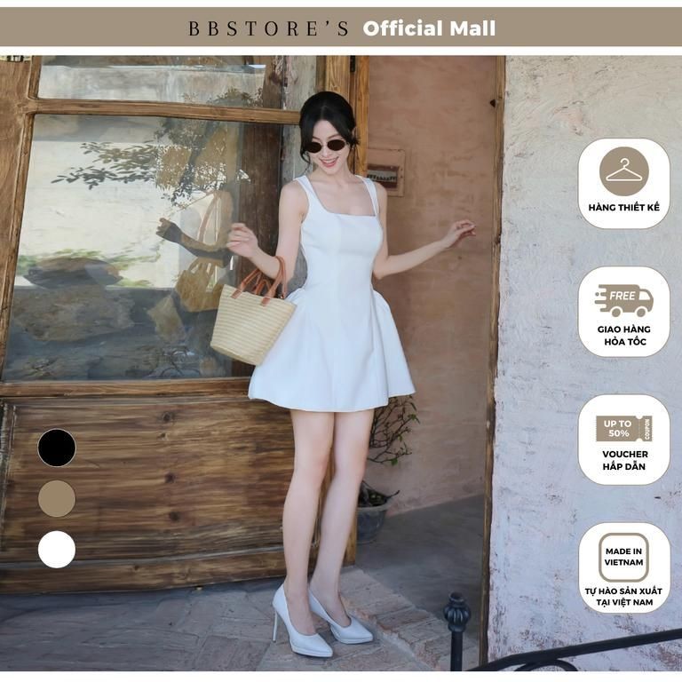 [MissChic x BBSTORE'S] Đầm Ngắn Xòe Cổ Vuông Chất Thun Cotton - D4280A