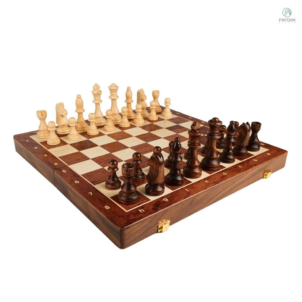 Bộ cờ vua bằng gỗ Bộ cờ vua quốc tế 15 Inch Bảng cờ vua có thể gập lại với các mảnh cờ vua thủ công và khe lưu trữ cho trẻ em Người lớn