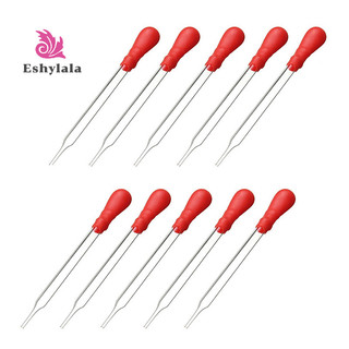 Eshylala 10 cái 10ml 12cm pipet thủy tinh thuốc phòng thí nghiệm nhỏ giọt cao su đỏ đầu pipet