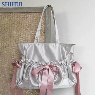 Túi tote nữ SHIHUI, nữ diễn viên ballet ngọt ngào, nơ xù nữ tính, túi đeo vai dung tích lớn