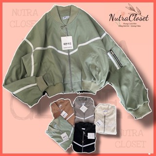 Áo khoác lửng croptop kaki da lộn 2 lớp phối viền dáng bomber ak751 unisex nam nữ
