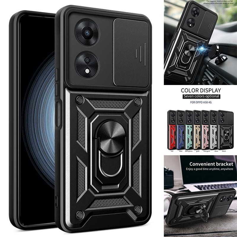 Dành Cho OPPO A58 4G Ốp Lưng Xe Từ Tính Giá Đỡ Nhẫn Ốp lưng Cho OPPO A58 A 58 58A 2023 6,72 "Trượt C