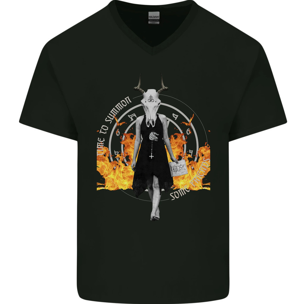 Satanic Witch Triệu hồi Ouija Board Satan Hell Áo thun Cotton cổ chữ V