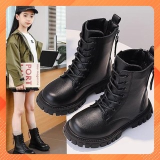 Bốt cao cổ có khoá kéo da PU mềm siêu nhẹ cho bé gái đi mua đông ấm áp hàng quảng châu cao cấp mã  00524