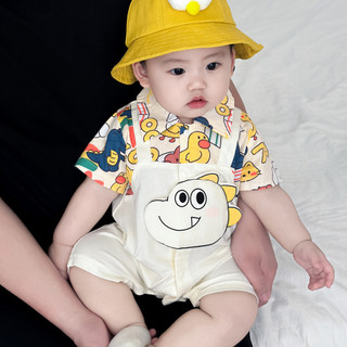 Bé Mùa Hè Slim Fit 0-24 Tháng Tuổi Trẻ Sơ Sinh Quần Áo Tay Ngắn Hoạt Hình Khủng Long Áo liền quần Nghệ Thuật Leo Núi Mặc Quần Áo