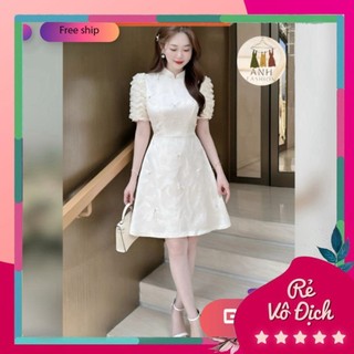 Đầm dự tiệc đính đá cao cấp ANH FASHION - Chất vải gấm đính đá cực sang chảnh