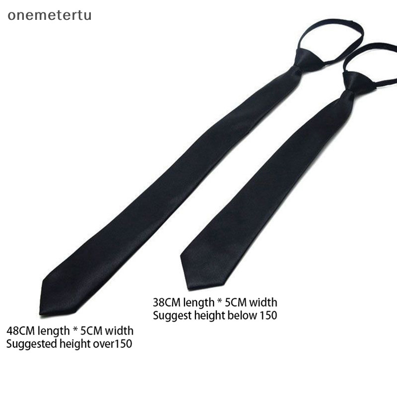 Onemetertu Unisex Đen Đơn Giản Kẹp Trên Cà Vạt An Ninh Đồng Nhất Áo Sơ Mi Phù Hợp Với Cổ Tay Quản Lý Mờ Tang Lễ Lười Cổ Dây Kéo Dây Buộc Nam Nữ Sinh Viên EN