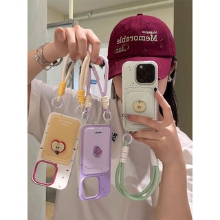 Hộp đựng thẻ trong suốt chống sốc tpu Silicone Soft Case Trái cây mùa hè Ba chiều Apple Grape Hand Strap Vỏ điện thoại di động Thích hợp cho iPhone15promax 14 13 12 11 XSmax XR 8plus 7