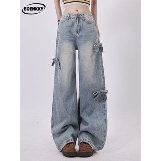 EOENKKY quần ống rộng quần nữ jean Vintage INS Minimalist Cổ điển WLK24415BH 19Z240507