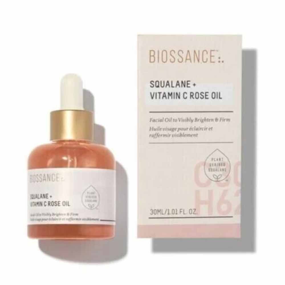 BIOSSANCE Squalane + Vitamin C Rose Oil, Advanced Facial Oil Brightening 30ml