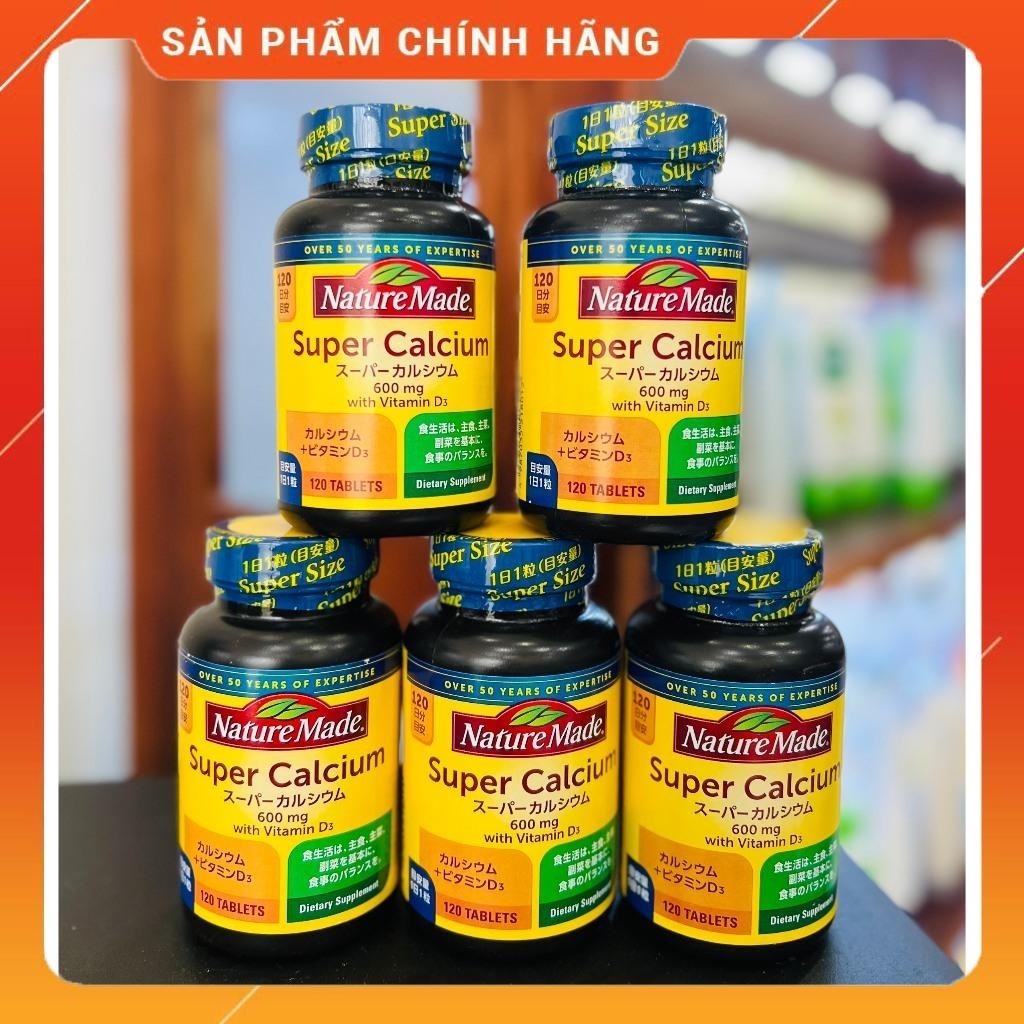 Viên Uống Bổ Sung Canxi Nature Made Super Calcium With Vitamin D 600mg Nhật Bản 120 Viên