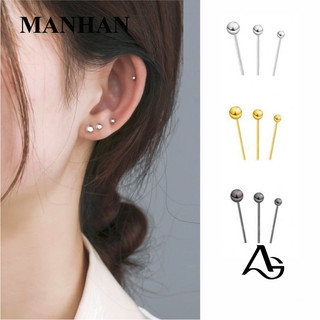 Bông tai mạ bạc MANHANAhellogirl 925, phong cách đơn giản, phù hợp với thời trang nữ