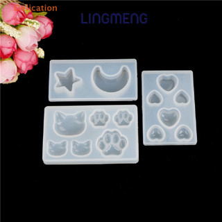 Lingmengdiy khuôn silicon pha lê mặt mèo móng vuốt mặt trăng trái tim ngôi sao