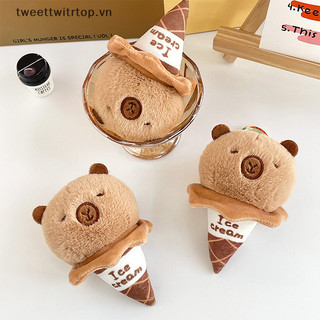 Trtop Dễ Thương Kem Nón Capybara Sang Trọng Búp Bê Đồ Chơi Thú Nhồi Bông Móc Khóa Túi Mặt Dây Chuyền Trái Tim Nữ Tính Móc Khóa Treo Trang Trí Phụ Kiện Quà Tặng VN