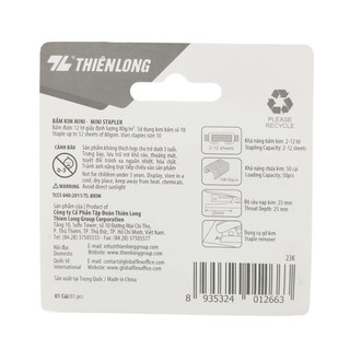 Bấm Kim Mini Basic Số 10 - Thiên Long ST-020 - Màu Hồng