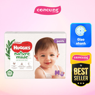 Tã quần siêu cao cấp Huggies Platinum Nature Made M 58 miếng