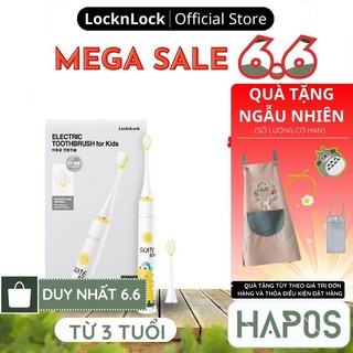 Bàn chải điện LocknLock cho bé từ 3 tuổi lông mềm kháng khuẩn, đánh răng sạch êm ái nướu ENR226WHT - HAPOS MALL OFFICIAL