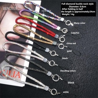 Luxury rhinestone mobile phone lanyard fashionable lanyard, colorful diamond inlaid short hand rope anti loss