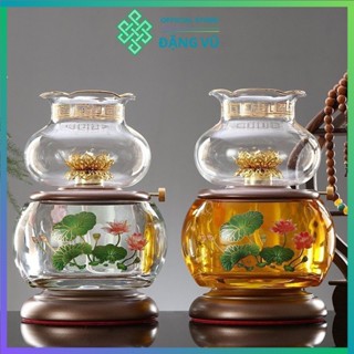 Đèn dầu 8820 bằng thủy tinh pha lê hình hoa sen - Đèn thờ cúng - Phong thủy Đặng Vũ