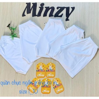 Combo 5 quần ngắn trắng thun lạnh Minzy cho bé sơ sinh
