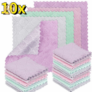 10 chiếc vải lau microfiber dây bạc - khăn hấp thụ nước dày - loại bỏ dầu nhà bếp khăn rửa chén