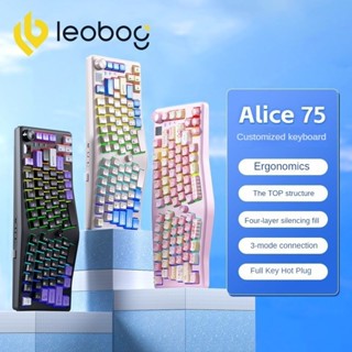 Aula LEOBOG A75 (Alice Layout) Wireless Custom Mechanical Keyboard Bàn phím cơ tùy chỉnh không dây Cấu trúc hàng đầu Bàn phím chơi game Bluetooth RGB có thể hoán đổi nóng Bàn phím công thái học