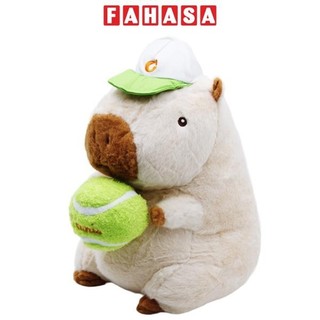 Thú Bông Capybara Ôm Banh Tennis 35 cm - Nuan Nuan YHLXT35 - Màu Nâu