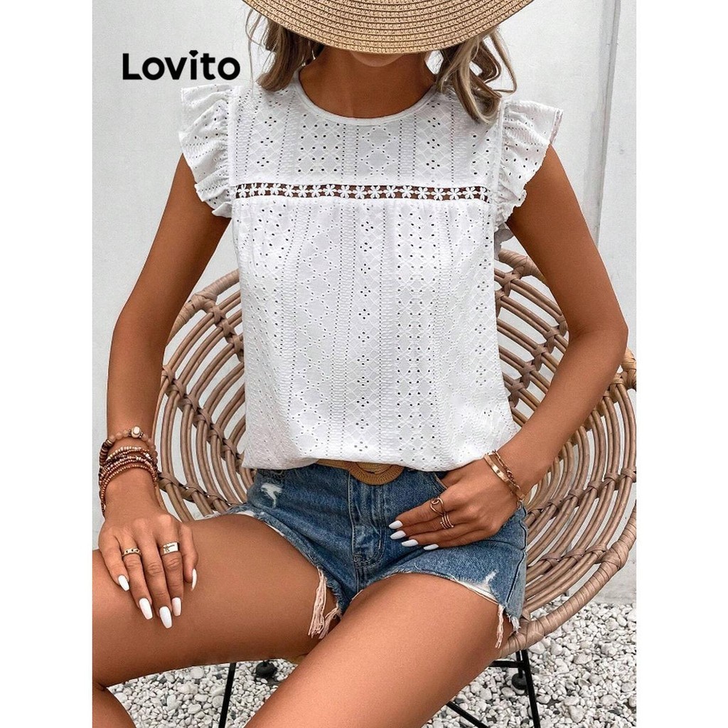 Áo kiểu Lovito cơ bản màu trơn phong cách thường ngày cho nữ LNE54352