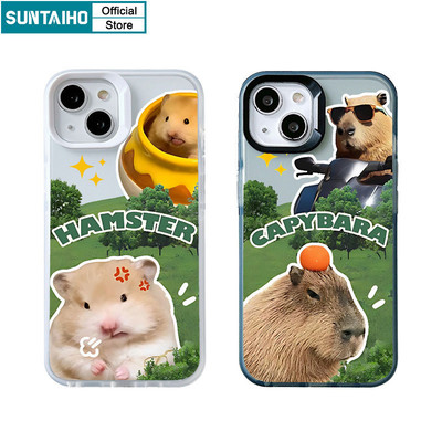 Suntaiho Vỏ Dễ Thương Ngộ nghĩnh Họa Tiết Hamster Trong Suốt Mờ Dành Cho Iphone 15 14 12 13 11 Pro Max IP 7 8 Plus Iphon X Xs XR Xs Max TPU Silicone Mềm Cao Cấp Chống Sốc Ốp điện thoại
