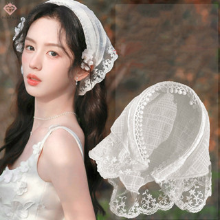 [Pcwkkef] Khăn trùm đầu ren trắng Khăn trùm đầu phong cách mục vụ Khăn quàng cổ hình tam giác