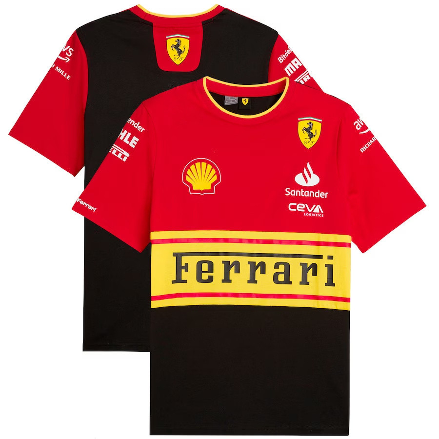 MỚI 2024 Ferrari F1 Phiên bản Retro Đội Charles Leclerc Áo thun Đội Polo Áo Ferrari F1 phiên bản kỷ 