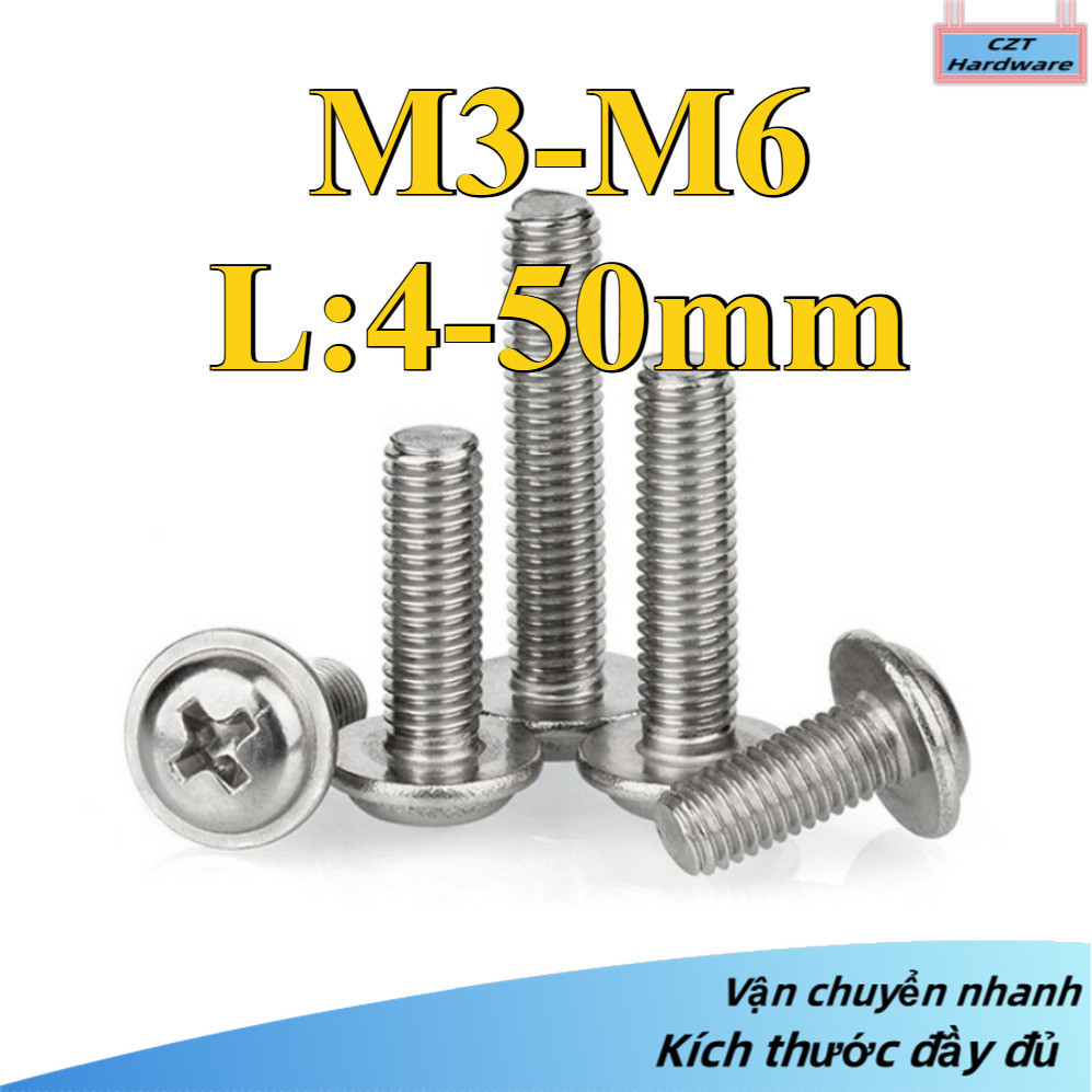 Ốc Vít vít inox m5 ốc vít m6 pake đầu tròn  inox 316/Bulong  Đầu Tròn M3 / M4 / M5 / M6 (DM-CZT1)