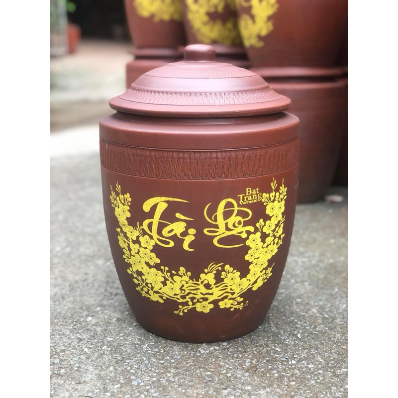 Hũ gạo Tài Lộc 5kg, Hũ gạo, Chĩnh đựng gạo Tài Lộc, Chum gốm đựng gạo, chum gạo Phong Thuỷ Thùng đựn